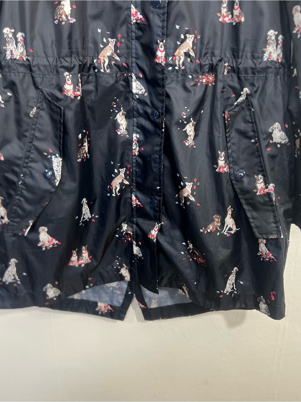 Joules Golightly Packable Waterproof Blue Rain Jacket May Day Dog Size US 10 - Picture 9 of 15